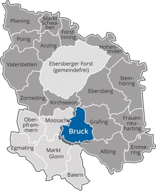 Karte Landkreis Ebersberg - Gemeinde Bruck